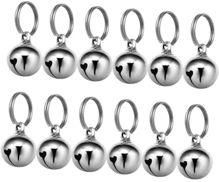 ibasenice 12 Pezzi Campanelli in Metallo Argento per Collare Animali Domestici, Leggeri e Resistenti per Attività Outdoor e Gioco Indoor, Pendenti Versatili per Cani e Gatti