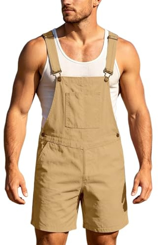 Peto para hombre, mono cargo chino, pantalones cortos de trabajo, corte holgado, ropa de calle, retro, pantalones cortos de verano, bolsillos, mono corto para hombre