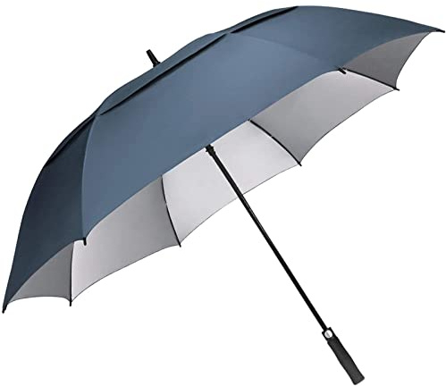 G4Free 68inch UV Protection Oversize Windproof Automatic Open Golf umbrella Double Canopy Vented Waterproof Large Sun Stick Umbrellas(Blue)