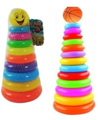 OISE ART STORE Trade Shop - Gioco Piramide Torre di 9 Anelli in Plastica Impilamento Gioco per Bimbi Bambini -
