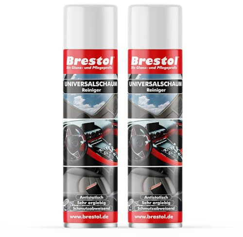Brestol universalskum 2 x 400 ml burk – universalrengörare skum glasrengöringsmedel för spegel skivor vinyl läder krom akryl resopal lack bilsäte