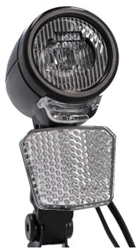 FISCHER Fahrrad LED-Frontlicht Dynamo, mit integriertem Reflektor, spritzwassergeschützt, schwarz, 1 Stück