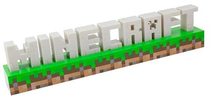 Minecraft Logo Leuchte - Offiziell lizenziertes Merchandise, 2 Lichtmodi, Batterie- oder USB-betrieben, Schlafzimmer- oder Gaming-Raum-Deko