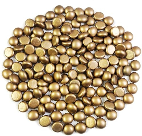 2 LB Mini Gold Flat Marbles Shiny Metallic Vase Glass Gems Approx.340 Pcs