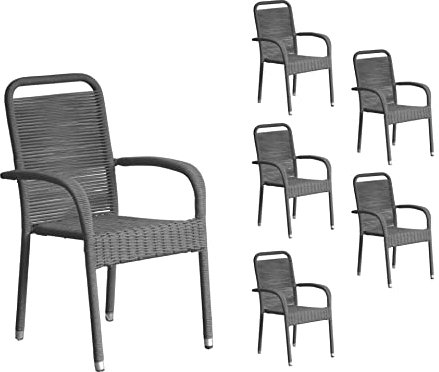 LC Garden 6er Set Romano« Stapelstuhl Lübeck grau Rope Armlehnenstuhl Balkonstuhl Bistrostuhl Gartenstuhl Outdoor