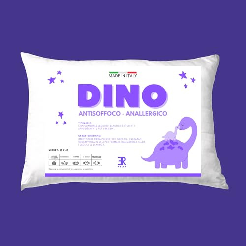 ER RELAX Cuscino Bambino 2 anni 60x40 per Lettino – Ipoallergenico con Federa 100% Cotone, Morbido e Traspirante – Cuscino per Bambini 1–2 Anni e Adulti Made in Italy