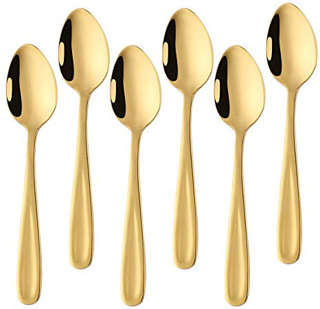 Buyer Star Elegantes Kaffeelöffel-Set aus Edelstahl (6 Stück), perfekt für Espresso, Desserts und mehr, Premium-Qualität, spülmaschinenfest (Gold)