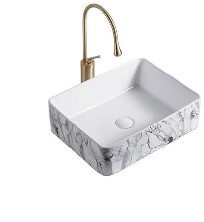 Vasque à Poser Bassin de comptoir en céramique et marbre créatif, lavabo en Terrazzo, lavabo carré, balcon, salle de bains, bassin d'art Lavabo de Salle de Bain