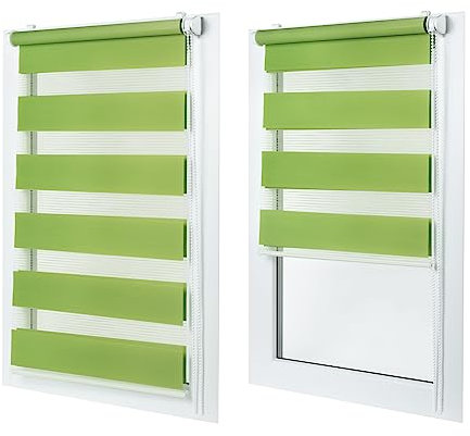 Doppelrollo ohne Bohren – Sichtschutz und Sonnenschutz, Klemmfix – Limette, 55 cm breit (Stoffbreite) x 150 cm hoch (Fensterhöhe) – Duo Rollo für Fenster/Tür, lichtdurchlässig/verdunkelnd
