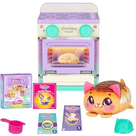 COOKEEZ MAKERY Lil’ Bakez – Backofen-Spielset „Kuschelige Kreationen“: Mische die Zutaten und backe eine tierische Plüsch-Überraschung mit köstlichem Duft – 6 duftende Kuschelfreunde zum Sammeln