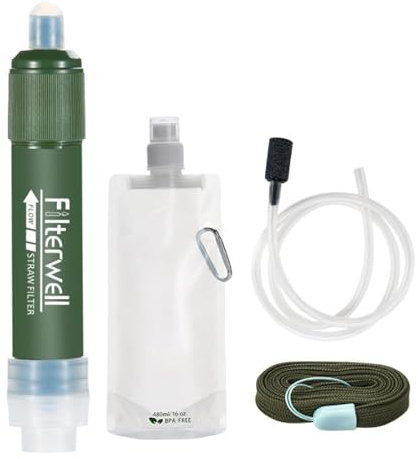 Personal Water Filter, Mini Water Filter, Personal Purification Straw, Portable Water Filter Kit for Camping, Hiking, Backpacking, Outdoor Survival Equipment (4000ML)
