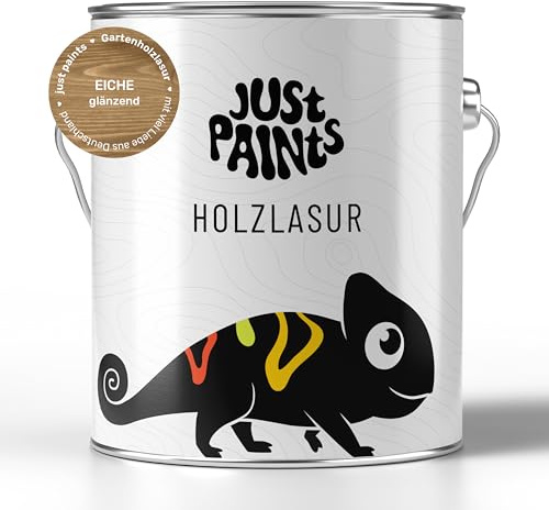 Just Paints - Holzlasur für Außen | Wetterbeständige Gartenholzlasur - made in Germany (Eiche, 1 Liter)