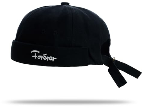 YAMEE Gorra Docker Hombre Vintage con Bordado,Gorra Marinera Mujer Moda Casual,Gorra sin Visera Unisex Transpirable Ajustable,Gorros portuarios Llevar Durante Todo el año(56-58 cm)