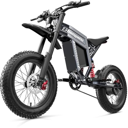 Shengmilo E Bike,S900 Bicicleta Eléctrica,Motor Doble Bicicletas eléctricas,20 x 3.0 Fat Tire,batería extraíble de 60V 30Ah,Sistema de transmisión de 7 velocidades,Bicicleta eléctrica para Adultos