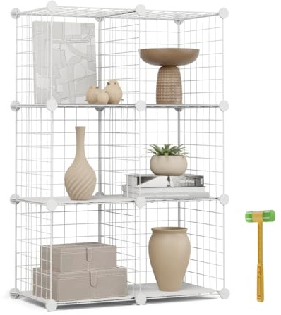 Newlux - Estantería Almacenaje Multiuso 6 Cubos (64,5x94,5x31,5cm), hasta 60Kg Capacidad. Estantería Metálica de Hierro Modular | Zapatero o Armario Abierto, Blanco