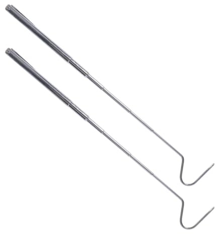 Toddmomy Gancho para Serpientes, Gancho de Captura de Reptiles Telescópico de Acero Inoxidable, 71cm, 2 Piezas, Plata, para Captura de Serpientes Salvajes, Aficionados Reptiles