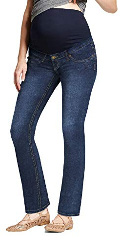 Hybrid & Company Señoras Super Cómodo Elástico Vaqueros Ajustados Maternidad Grande, Dark Wash1, M