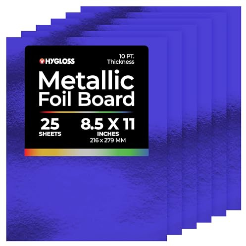 Hygloss Metallic Cardstock Sheets – 25 Shiny Dark Blue Sheets, 8.5” x 11” - Sturdy 10 pt. – Metallic Foil Board Paper for Crafts, Scrapbooking, Posters & Decorations