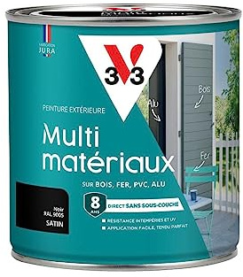 V33 Peinture extérieure Multi-matériaux, Noir satin 0,5L