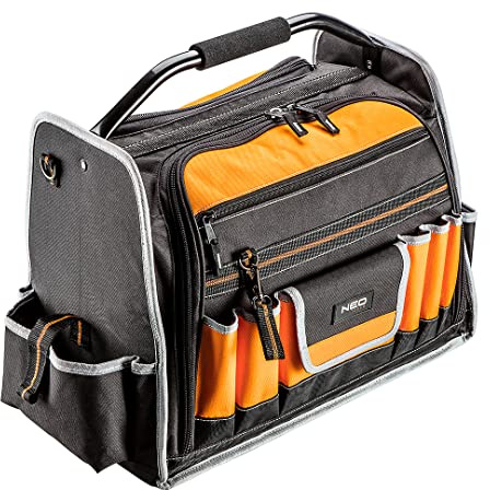 NEO TOOLS Werkzeugtasche 49.5 x 38 x 27 cm (LxHxW), Nylon 600D 32 Innentaschen, 12 Außentaschen, stabiler Boden, stabiler Griff und Riemen