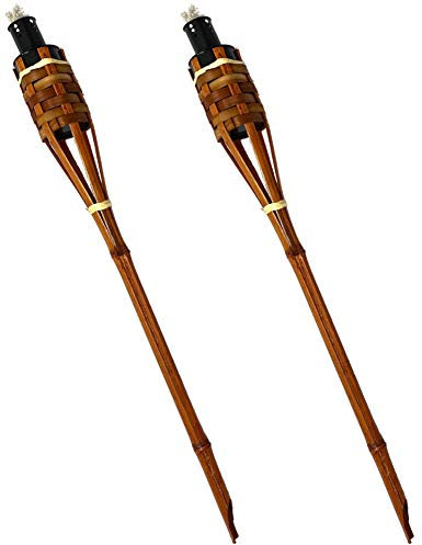 Moritz Lot de 2 torches en bambou - 90 cm - Marron foncé - Torches à huile - Décoration de jardin