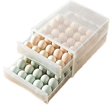 Eierbehälter aus Kunststoff, Kühlschrank Eier Aufbewahrungsbox, Stapelbarer Transparenter Eierkarton, Geeignet für Hotel, Familie, Große Menge Eiertransport (60 Eier)