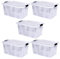 Aufbewahrungsbox + Deckel 5er Set, transparent versch. Gr. stapelbar | Lebensmittelbox Transportbox Vorratsbox Wäschebox Kunststoffbehälter Campingbox (L38,5xB25,5xH18,5cm - 14l)