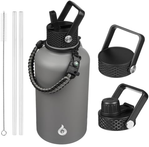 BJPKPK 64oz Insulated Water Bottle, Half Gallon Water Jug with Straw Lid