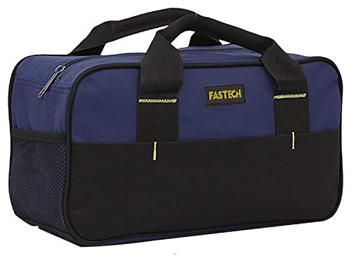 FASTECH 14 Inch Small Tool Tote Bag, Blue, Waterproof, Multi-Pockets, Wide Mouth, Portable Tool Box