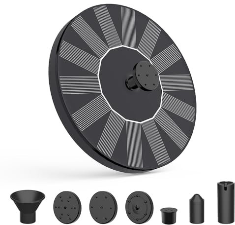 Solar Fountains Pump,1W Solar Water Fountain Pump Kit with 6 Nozzles for Garden Water Feature, Fountains, Pool, Bird Bath