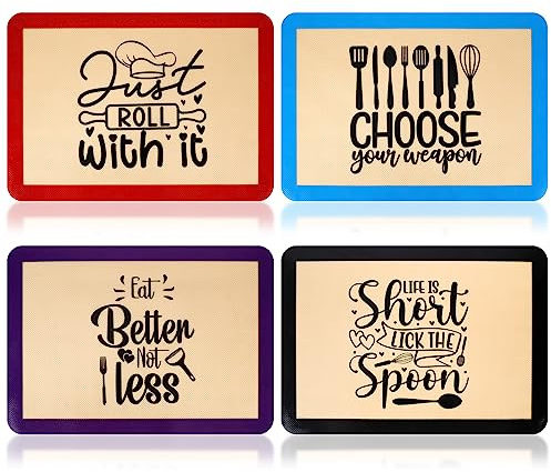 Bokon 4 Pcs Silicone Baking Mat Measurements 16.5''x11.6'' Rectangular