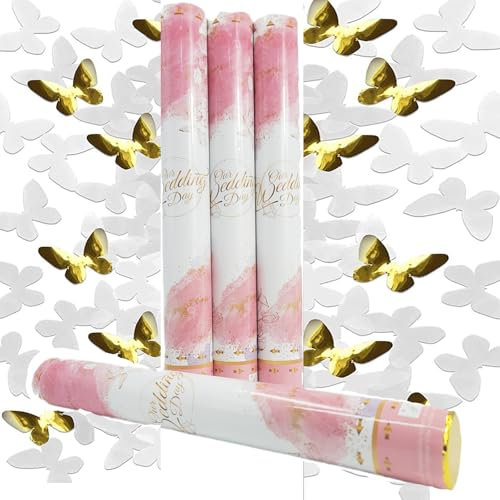 Hanwin® Konfettikanonen 4 Pieces, Paper Party Popper, Konfetti Popper,Konfetti Shooter for Wedding, Birthday, Baby Welcome Party (Black)