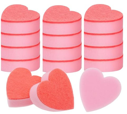 HIASTRA Kratzfester Scheuerschwamm in Herzform, doppelseitiger Reinigungsschwamm und Schrubber zum Waschen von Geschirr, Töpfen und Pfannen und Haushaltsreinigungsmitteln, 15 Stück, CS001-Pink-15
