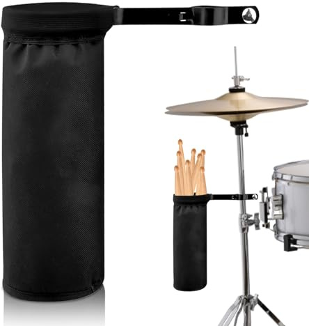 Drum Stick Bag Drumstick Halter: Trommelstockhalter Drumsticks Wasserdichte Tasche mit Aluminium Klemme, Trommelstöcke Tasche für Drum Kits & Notenständer, bis zu 12 Paar Sticks