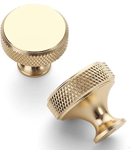 Amerdeco 10 Pack Gold Knurled Cabinet Knobs Kitchen Cabinet Handles for Drawer Dresser, Cupboard and Wardrobe