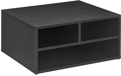 HOMCOM Mueble Impresora de 2 Niveles Soporte de Impresora con 3 Compartimentos Estilo Moderno para Dormitorio Oficina Salón 47x40x22,5 cm Negro