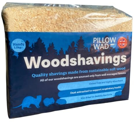 1.5 Kg Pillow Wad Wood Shavings Kiln Dried, Dust Extracted Small Animal Bedding Premium Quality, Soft & Absorbent Pet Bedding for Rabbits, Guinea Pig, Hamster, Sawdust & Other Small Pets.
