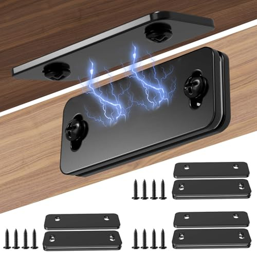 Dolenor Ultra Thin Cabinet Door Magnets Catch,Magnetic Door Catch,Cabinet Latch Magnetic Closures for Kitchen Closet and Cupboard Wardrobe (Black Magnetic 4P)