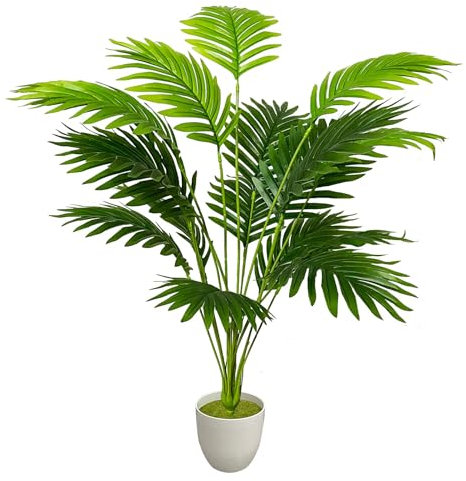 Zelihrdu Piante Artificiali Interno Realistiche, Pianta Artificiale Albero da Esterno, Grandi Piante Finte con Vaso Decorazioni per Casa Ufficio Soggiorno Balcone (80cm Palma Verde)