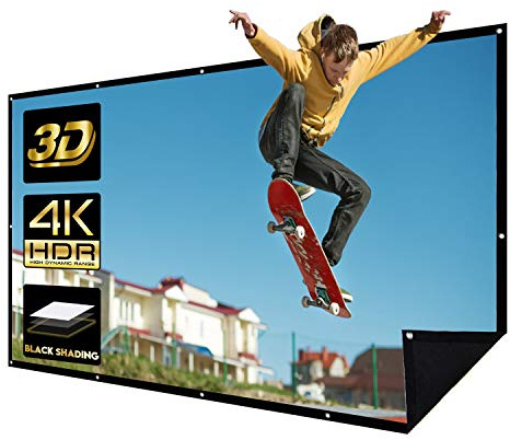 180 Pouces Écran de Projecteur en Polyester 16: 9 Écran de projecteur frontale 4K 3D et dos noir pour l'école cinéma maison cinéma intérieur extérieur avec 20 Crochets 1 Corde 1 Sac Portable(180 inch)