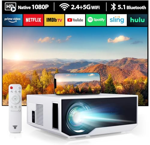 ZDK Neuer Beamer 2024 4K-Unterstützung Full HD 1080P 5G WiFi projektor mit 20000 Lumen für Heimkino kompatibel mit Smartphones/TV-Stick/PS5