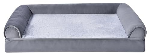 Amazon Basics Couchbett aus Schaumstoff für Hunde und Haustiere mit abnehmbarem Bezug, Grau, 76 x 51 x 16 cm (L x W x H)