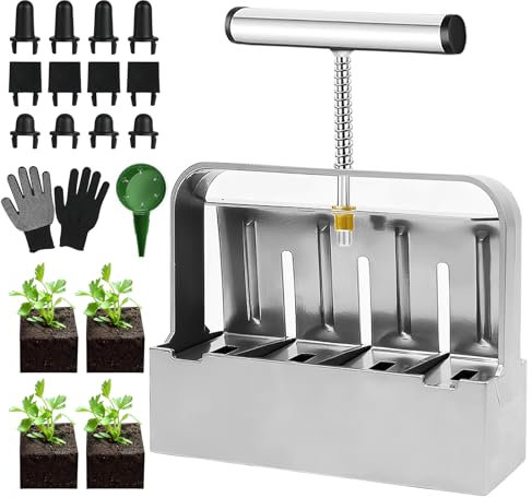 Bloqueur De Sol Manuel, Presse Motte pour Semis avec Semoir À Graines et Gants, Outil De Blocage De Terre pour Planter et Transplanter