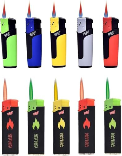 Sturmfeuerzeuge Turbo Jetflame Nachfüllbar Feuerzeuge Flameless Lighter (10) + gratis 1 x Feuerzeug