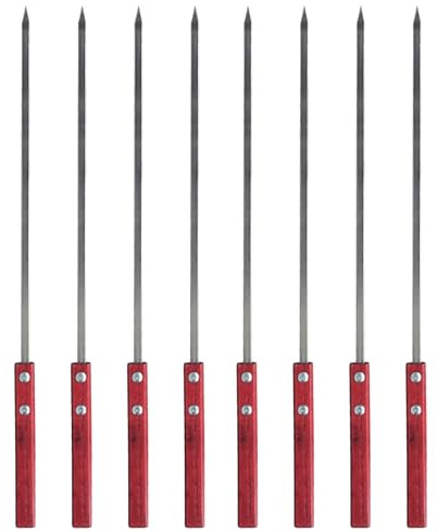 8Pcs Brochetas de Barbacoa de Acero Inoxidable 40cm, Pinchos para Barbacoa, Reutilizables Pinchos Barbacoa de Metal Planas, Accesorio Barbacoa para Brochetas Fruta Fiesta de Grill