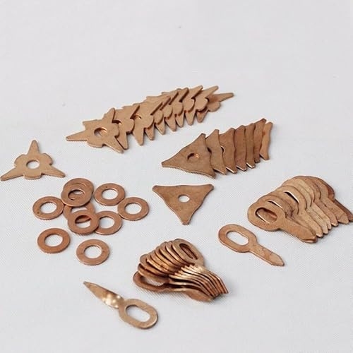 Wodsty 50 rondelle miste per accessori saldatori Spotter, materiali di consumo in acciaio placcato rame, per riparazione automatica di lamiere, ammaccature, triangoli e cuscinetti dritti intrecciati