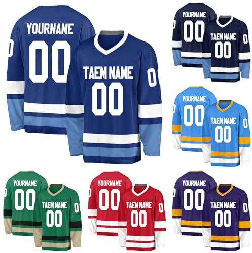 Generico Maglie da Hockey Personalizzate,Maglie da Hockey Vergini Personalizzabili con Squadra/Numero/Nome Personale,Maglie da Hockey Personalizzate per Uomo, Donna, Adolescente e Bambino (Stile 12)