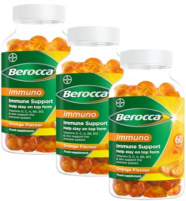 Berocca Immuno Gummies, Immune Support, Orange, 60 Gummies x 3 Pack