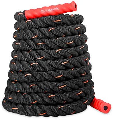 SportPlus Battle Rope, Seillänge 12 Meter, 3,8 cm Durchmesser, hochwertiges Schlagseil für Kraftausdauer & Muskelaufbau, Schwungseil für effektives Ganzkörpertraining & Functional Training, SP-BR-012