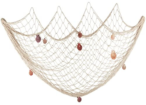 200x150cm Deko Fischernetz mit Muscheln für Maritime Deko Mediterranen Stil Fischerei Dekorative mit Farbigen Muscheln Mediterranen Stil Wandbehänge für Party Home Wohnzimmer Schlafzimmer Dekoration